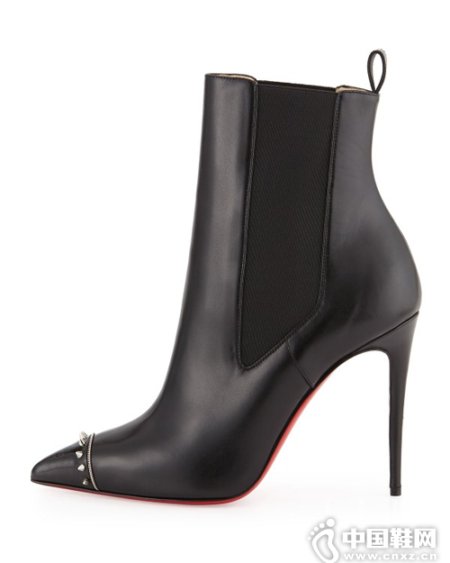 Christian Louboutin Banjo Spiked Cap-Toe Red Sole Bootie, Black$1,195